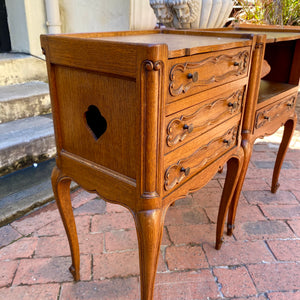 Antique Mr & Mrs Oak Bedside Pedestals