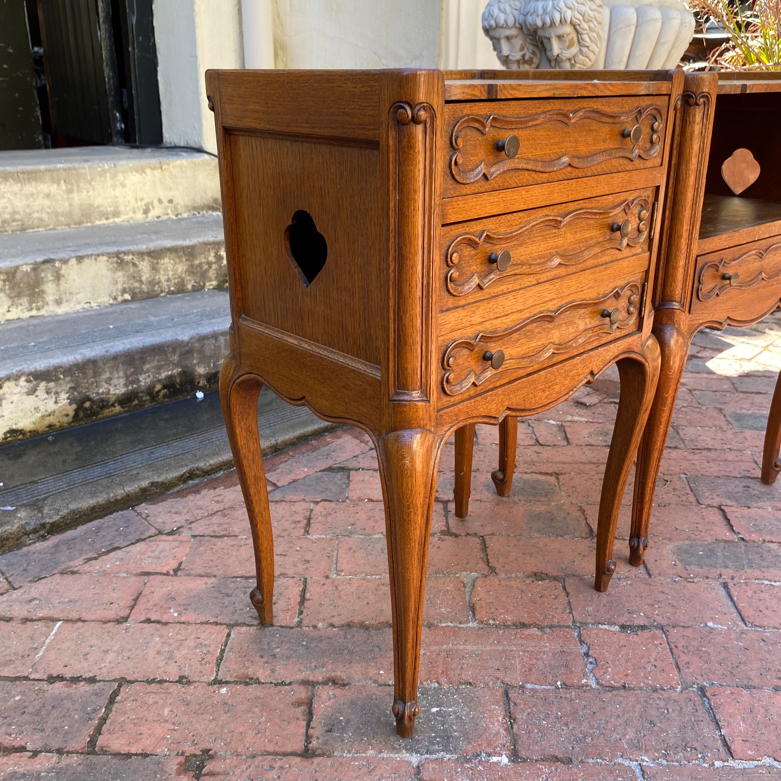 Antique Mr & Mrs Oak Bedside Pedestals