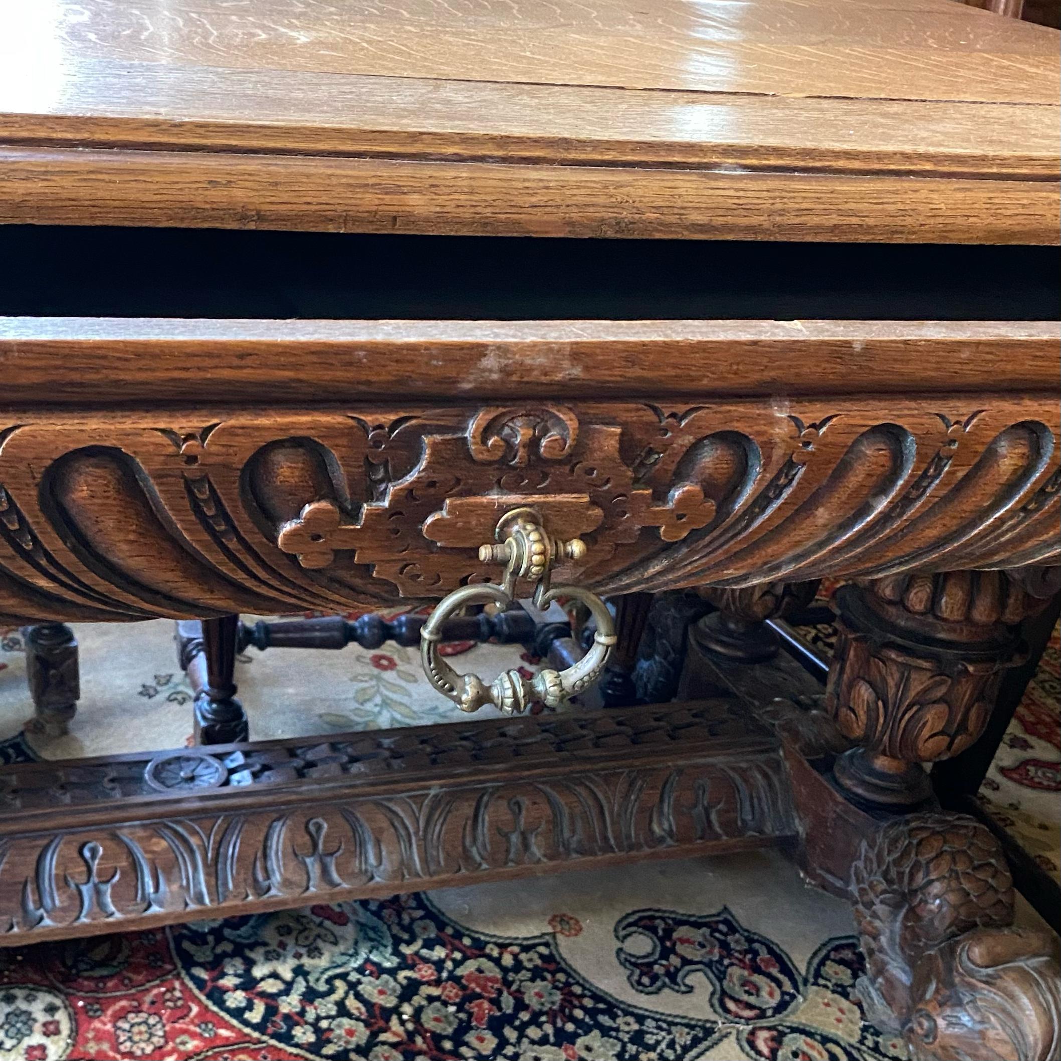 Very Large Heavy French Oak Desk