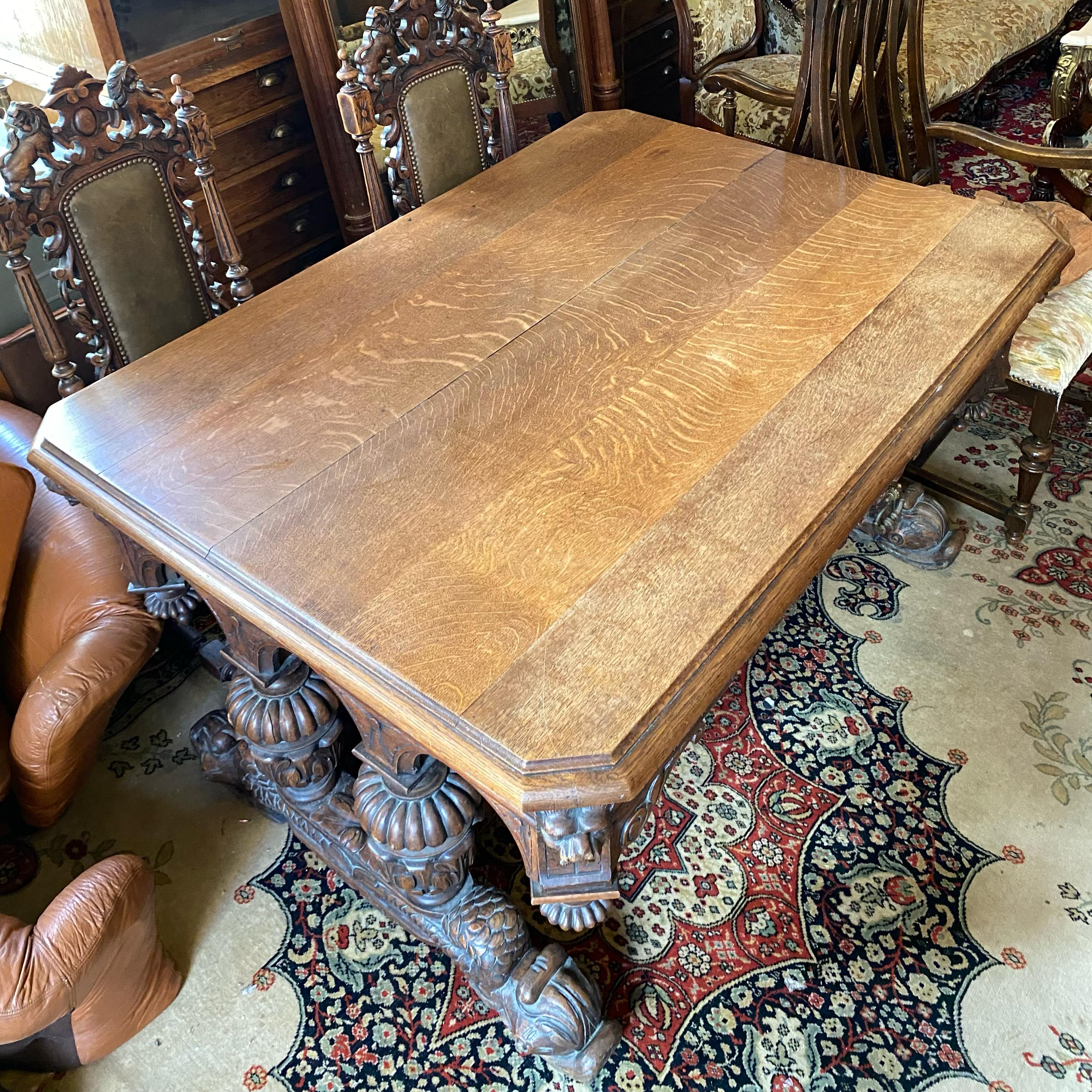 Very Large Heavy French Oak Desk