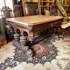 Very Large Heavy French Oak Desk