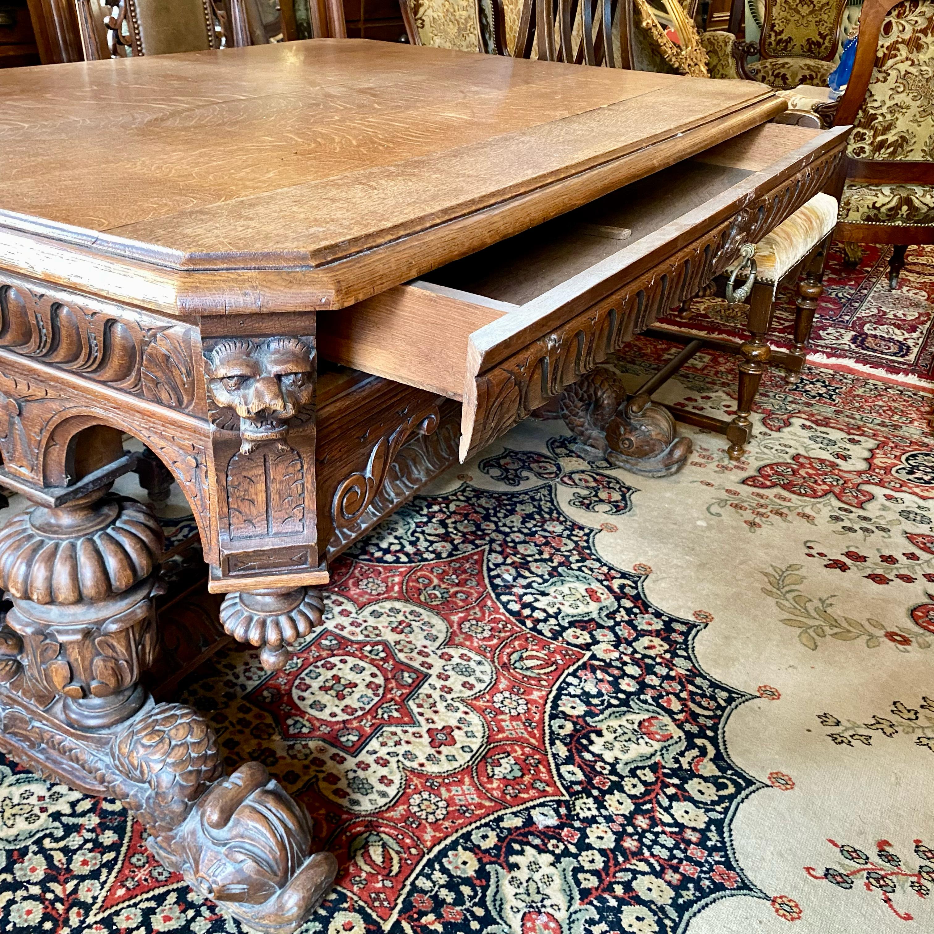 Very Large Heavy French Oak Desk