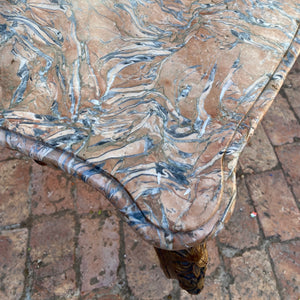 Antique French Oak Table with Beautiful Marble Table and Gold Accents