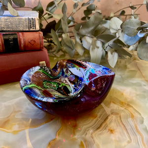 Incredible Multi Coloured Murano Ashtray with Gold and Pink Flecks