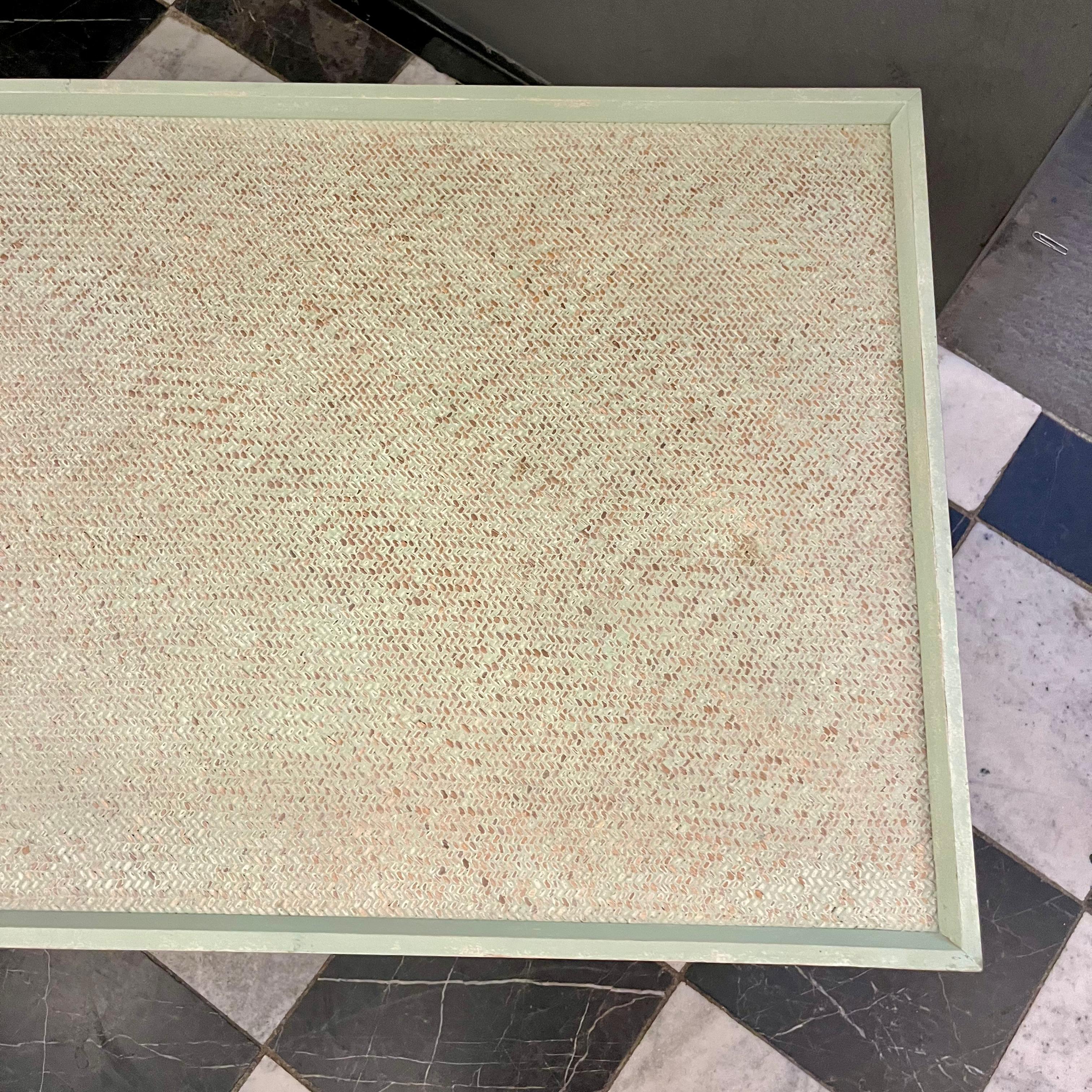 Retro Coffee Table with Bamboo Cube Base