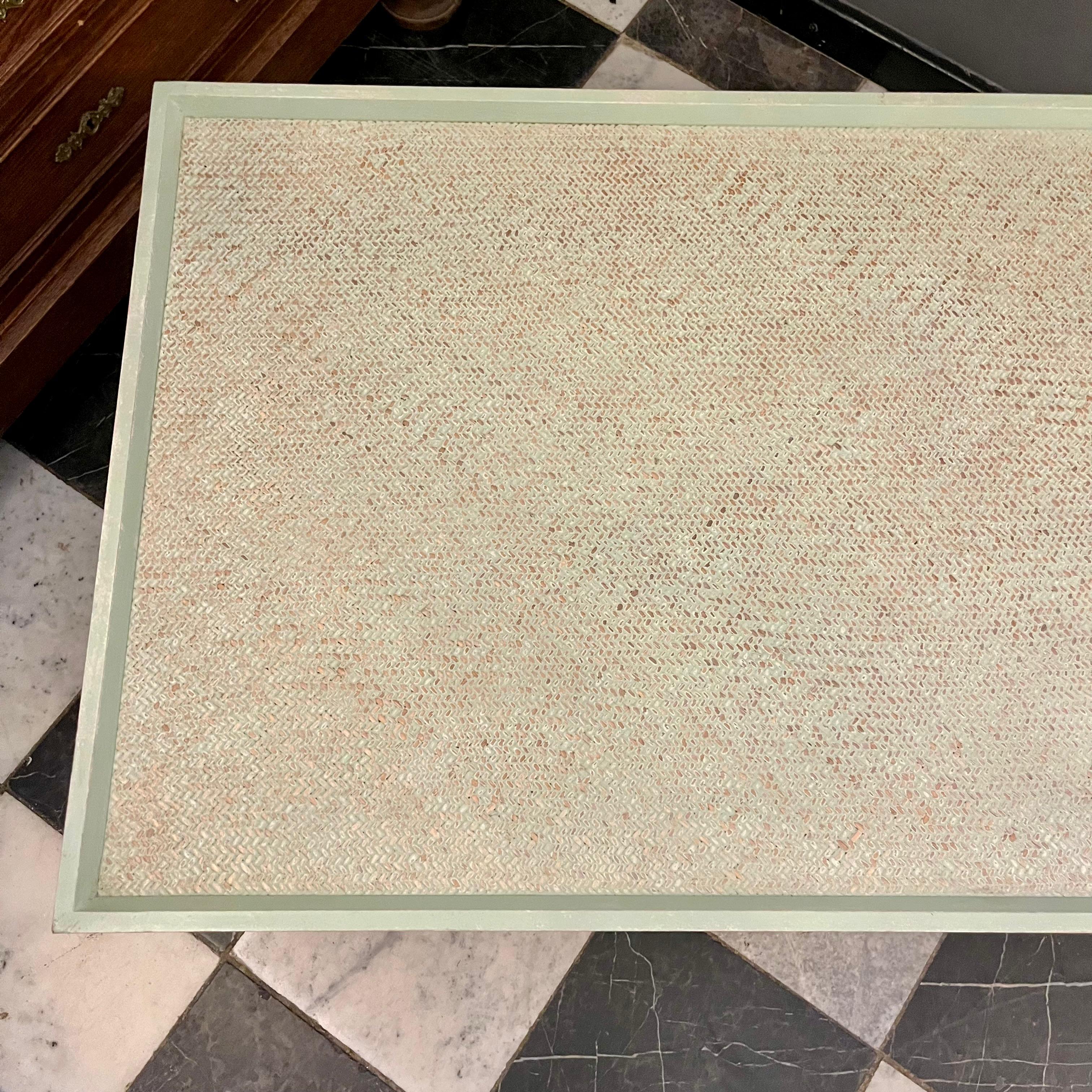 Retro Coffee Table with Bamboo Cube Base