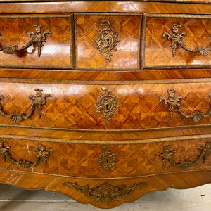 Incredible Antique Italian Bombe Chest with Inlaid Details and Ornate Castings - SOLD