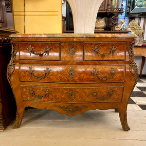 Incredible Antique Italian Bombe Chest with Inlaid Details and Ornate Castings - SOLD