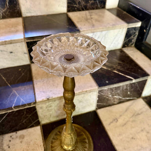 Vintage Brass and Crystal Standing Ashtray