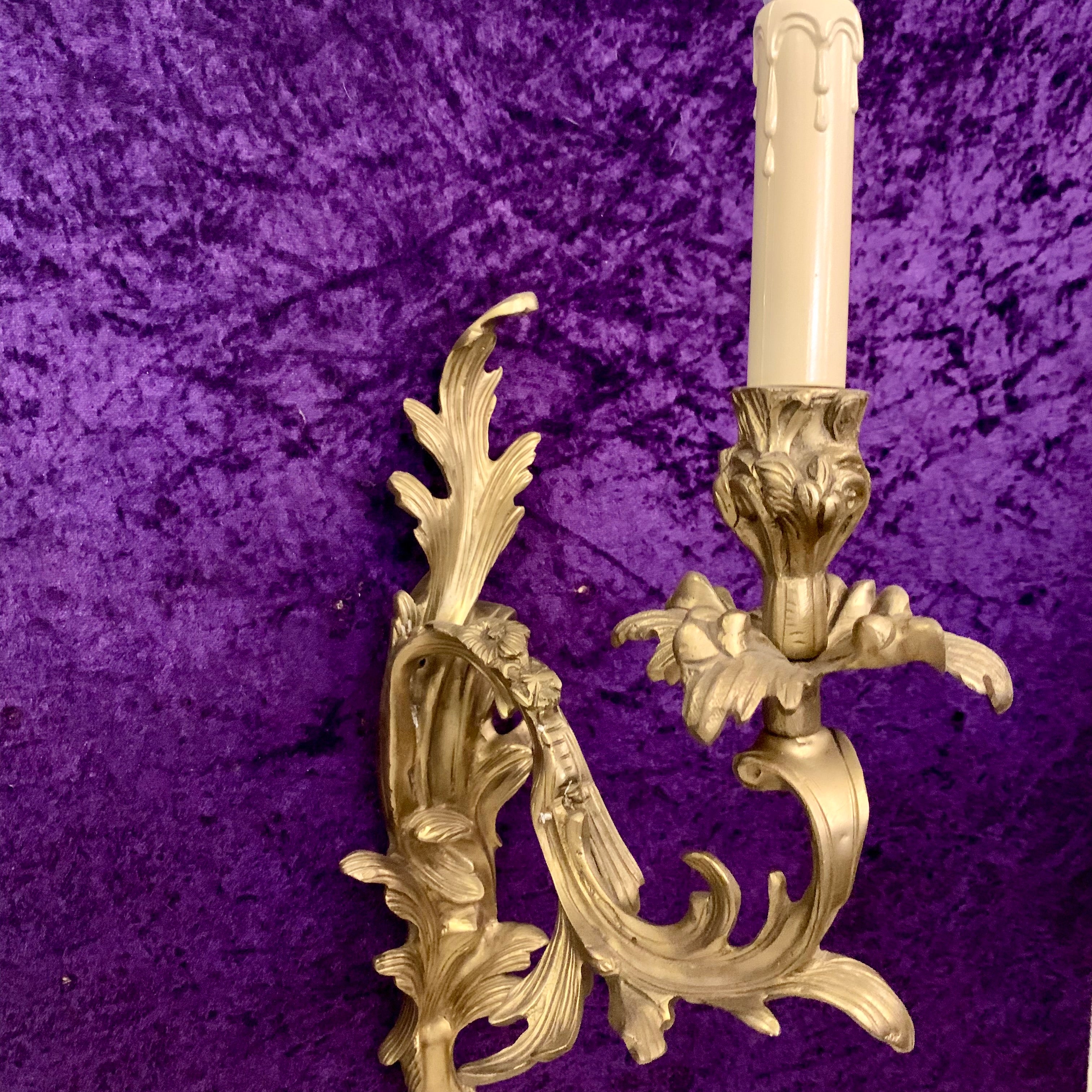 Cast Brass Rococo Style Single Wall Sconce