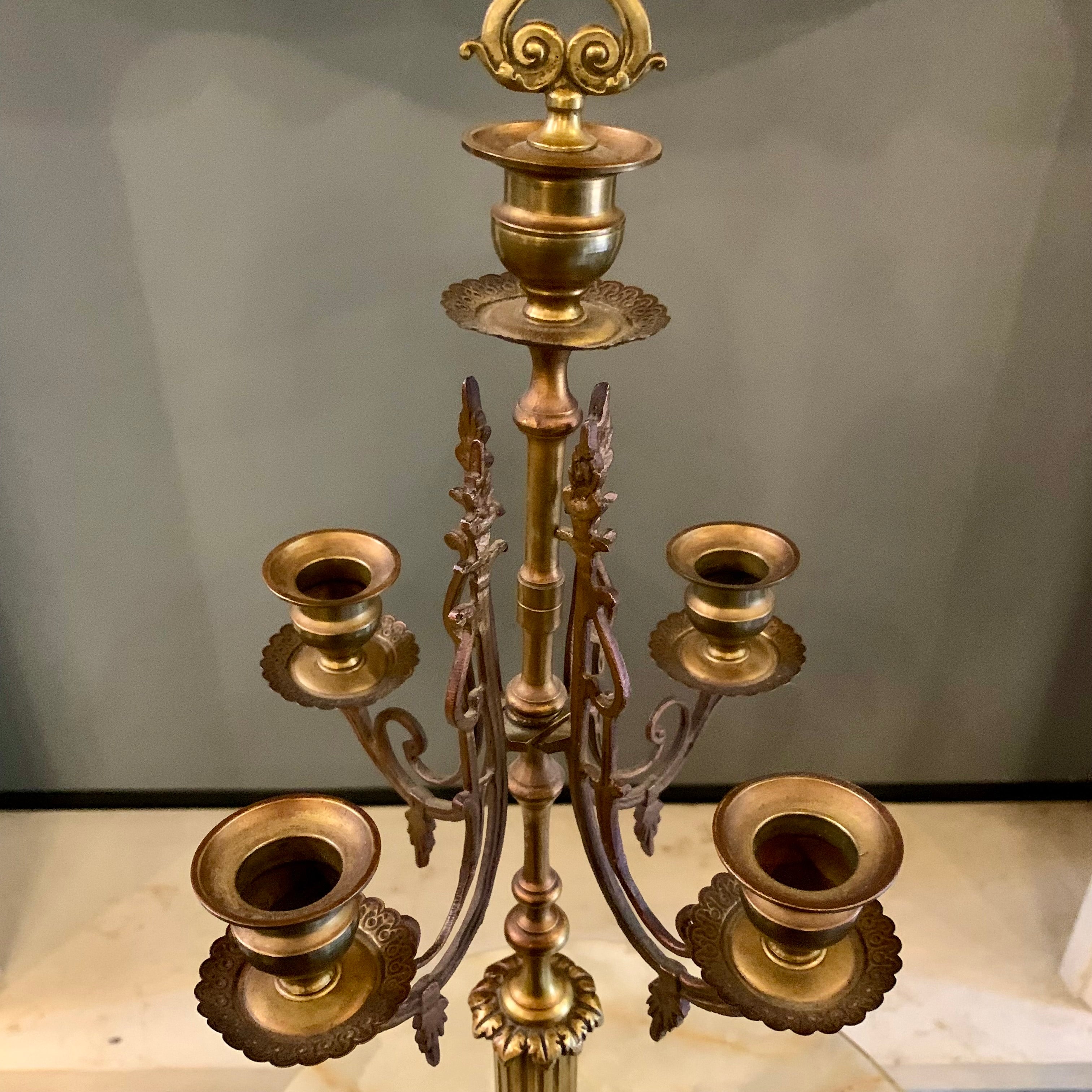 Pair of Antique Brass Candelabras