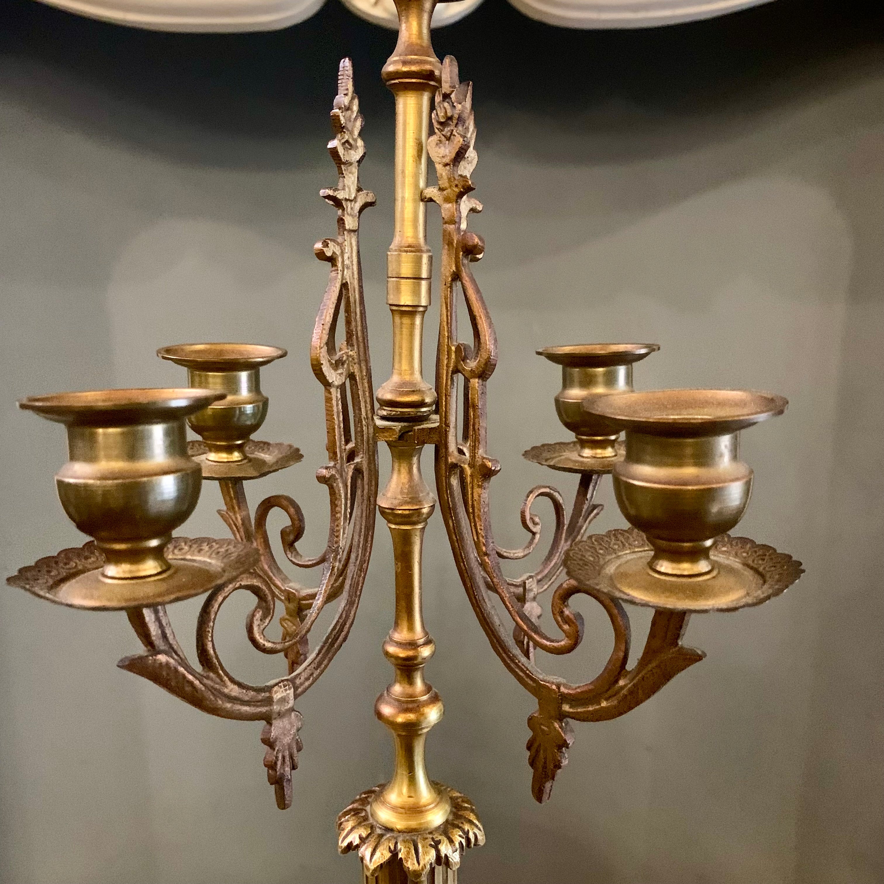 Pair of Antique Brass Candelabras