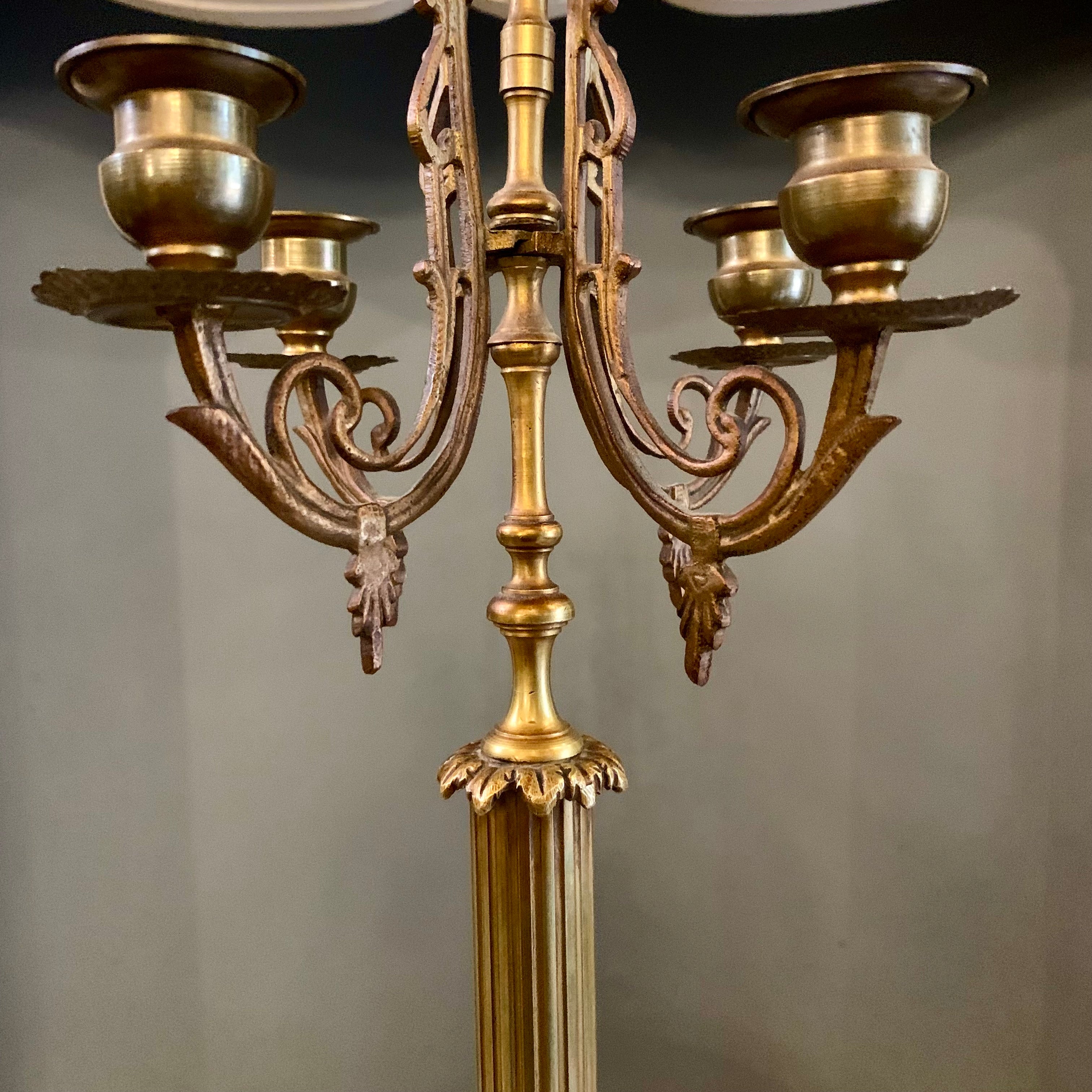 Pair of Antique Brass Candelabras