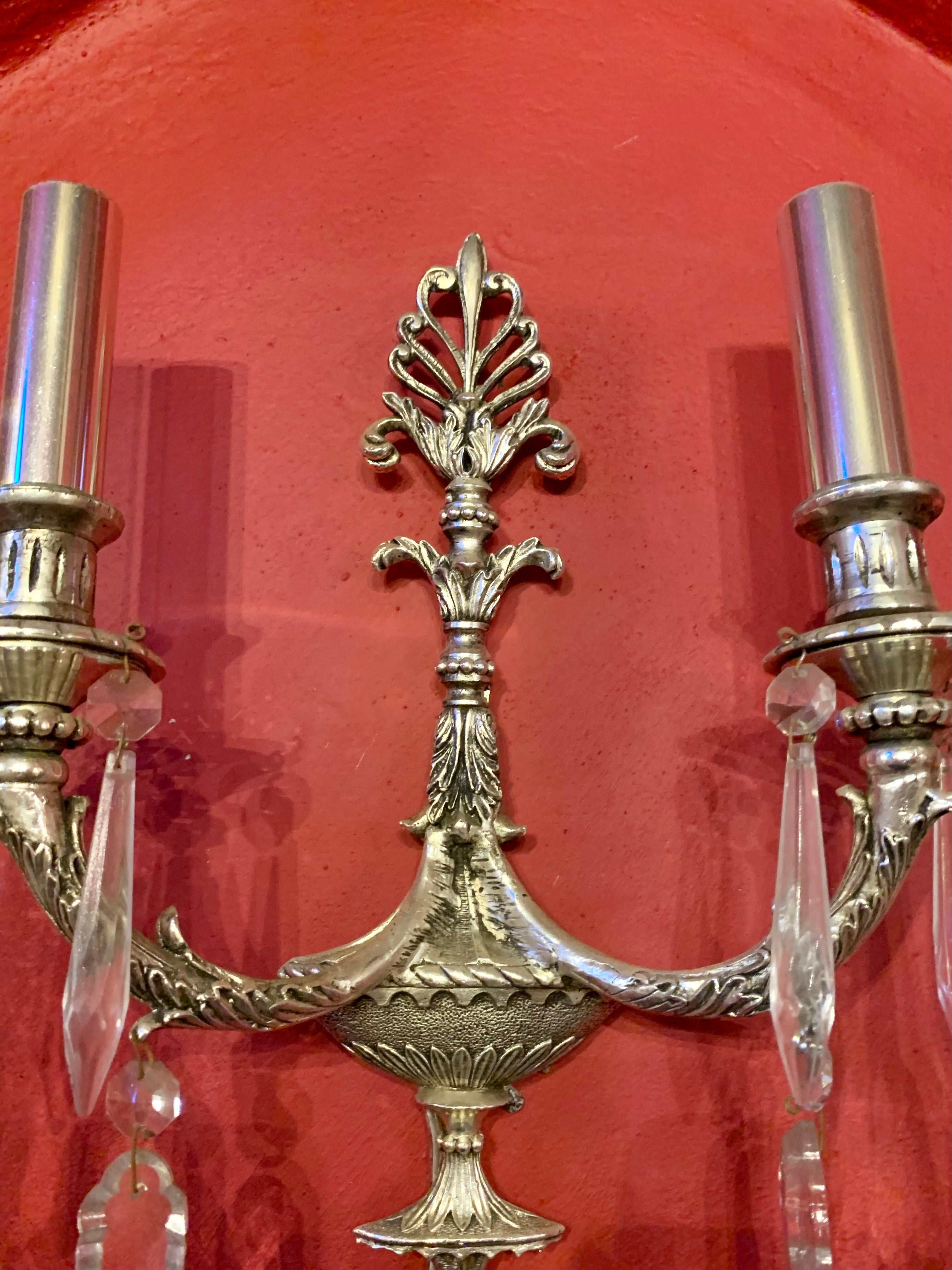 Elegant Nickel & Crystal Wall Sconces