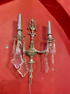 Elegant Nickel & Crystal Wall Sconces