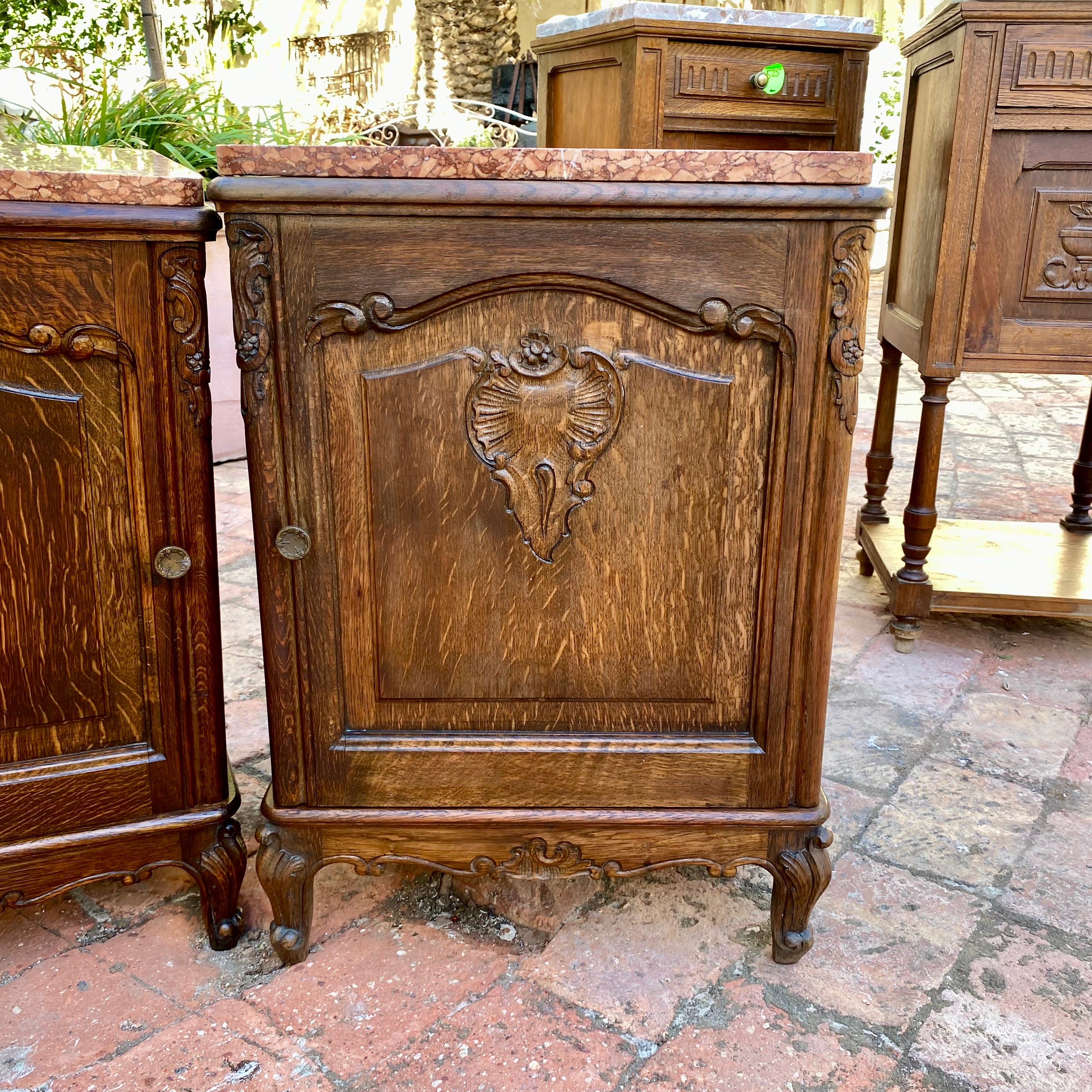 Pair of Antique Louis 15th Oak Bedside Pedestals