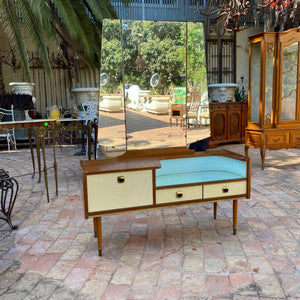 Mid-Century Dressing Table with Brass Accents