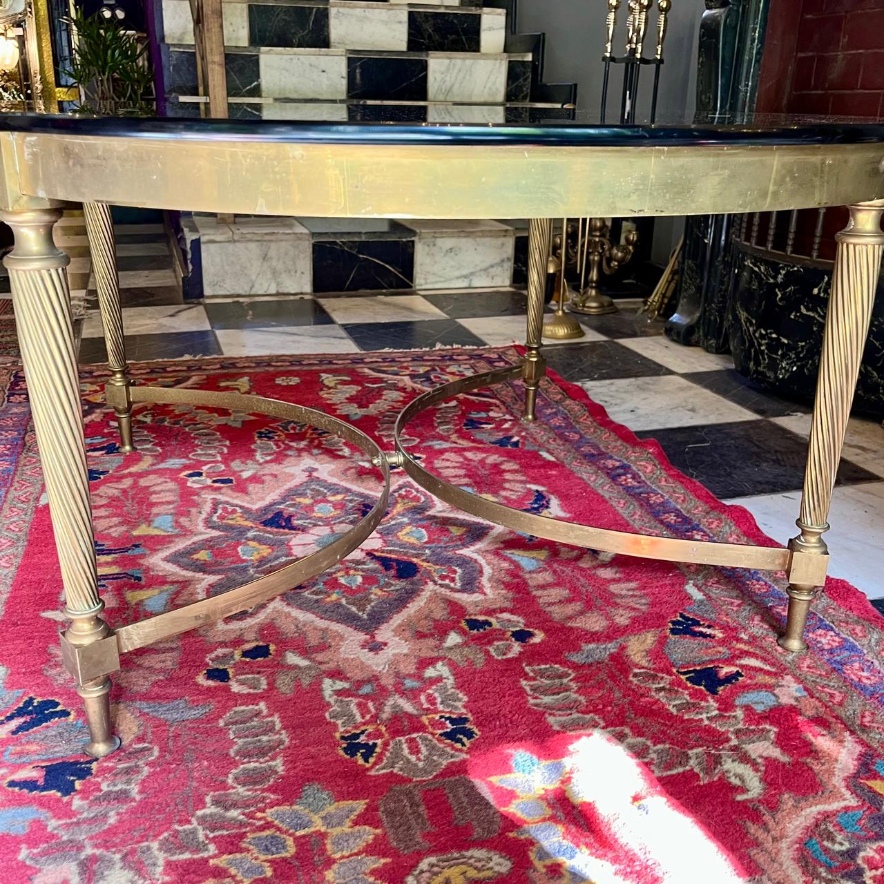 Vintage Large Smokey Glass and Brass Coffee Table