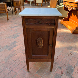 Antique Carved Oak Single Pedestal with Marble Top - SOLD