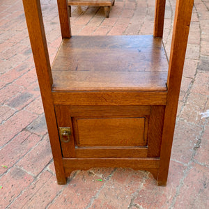 Single Antique Oak Pedestal with Brass Handles