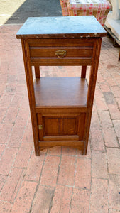 Single Antique Oak Pedestal with Brass Handles