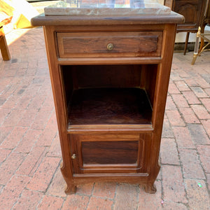 Antique Oak Pedestal with Interesting Marble Top