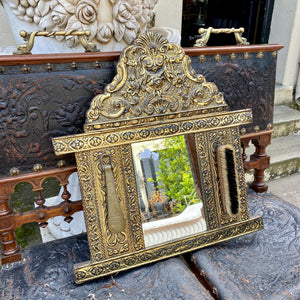 Antique Cast Brass Shoe Polishing Mirror