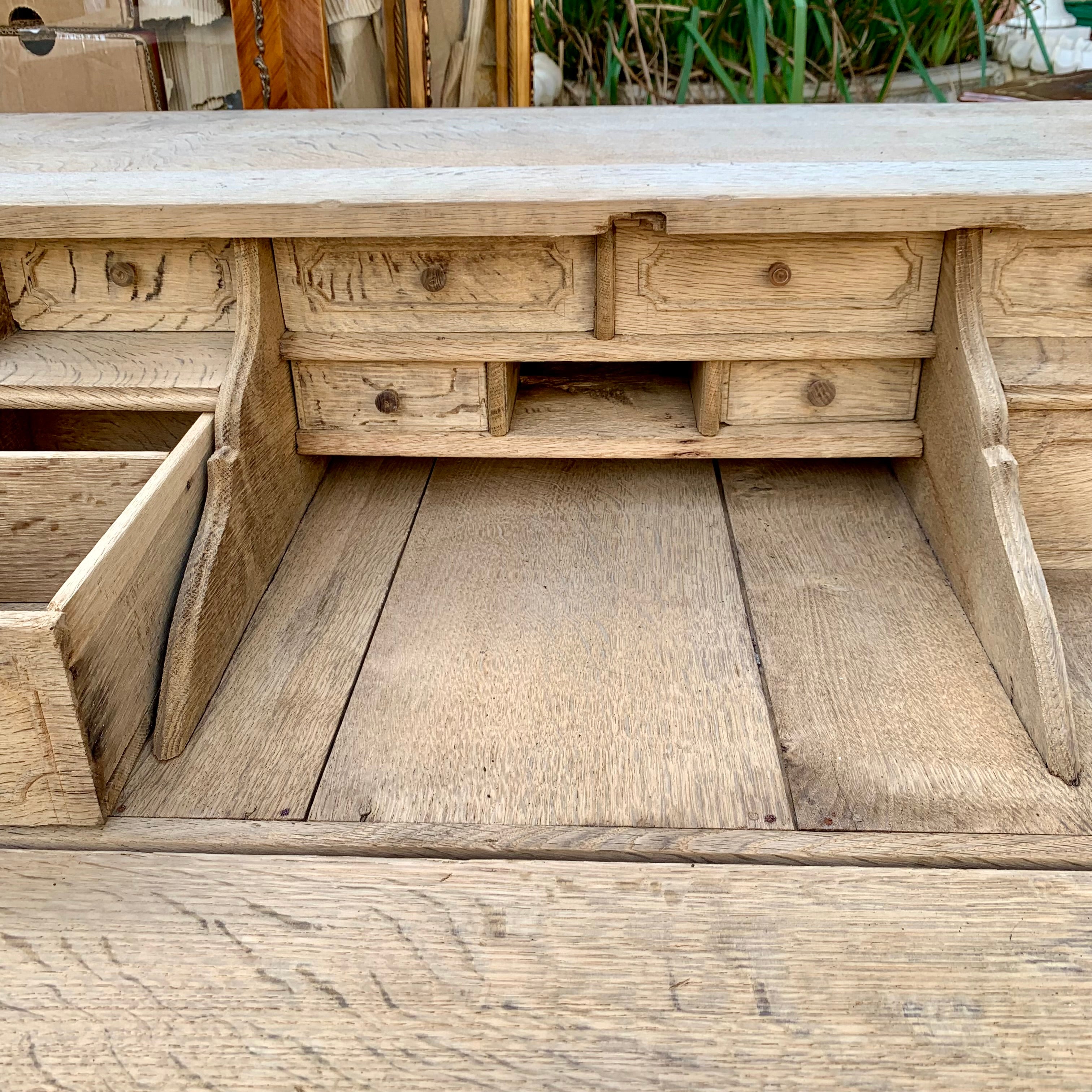 Vintage White Washed Wooden Writing Bureau