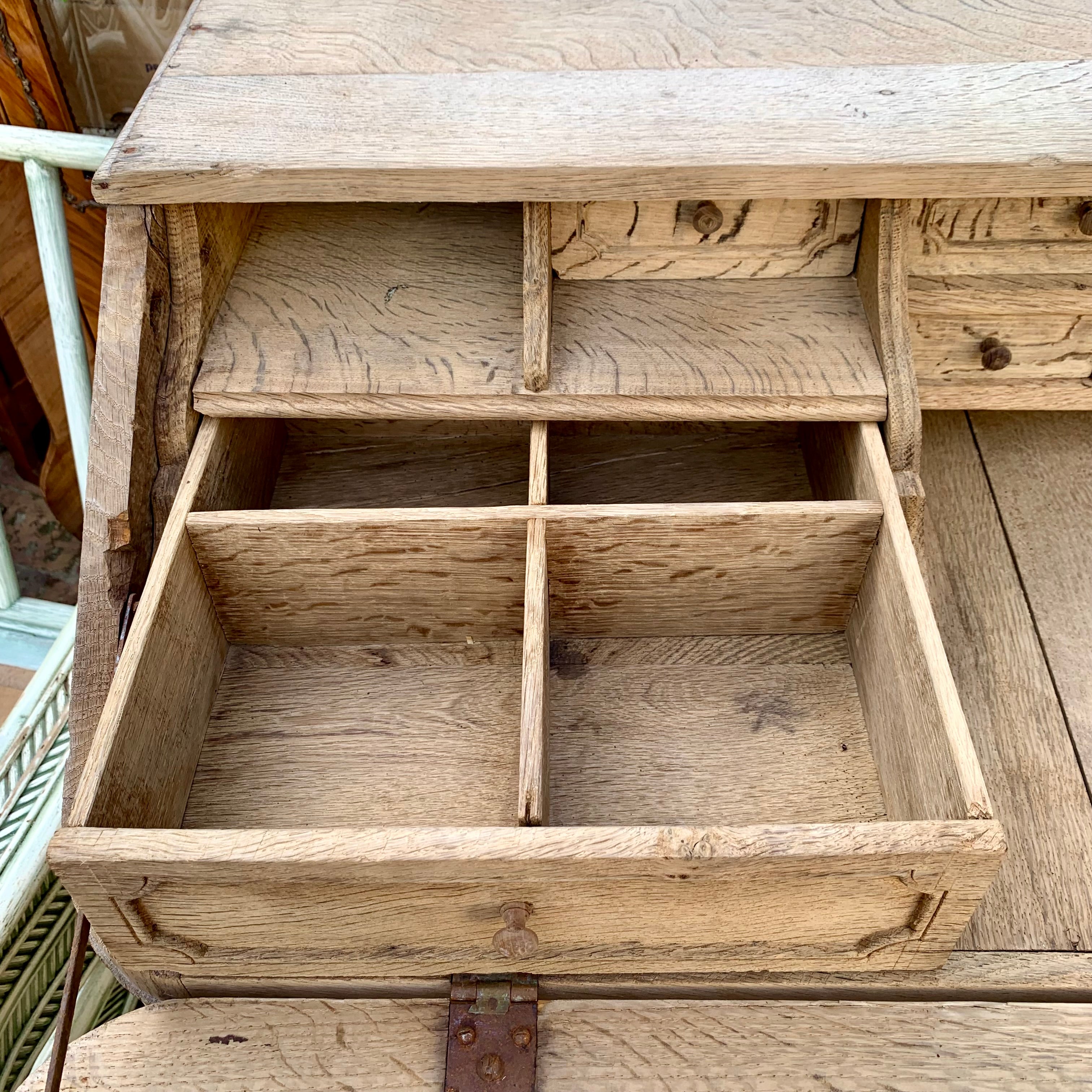 Vintage White Washed Wooden Writing Bureau