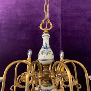 Delft Porcelain Chandelier with Hand Painted Detail - SOLD