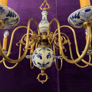 Delft Porcelain Chandelier with Hand Painted Detail - SOLD