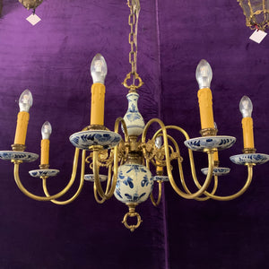 Delft Porcelain Chandelier with Hand Painted Detail - SOLD