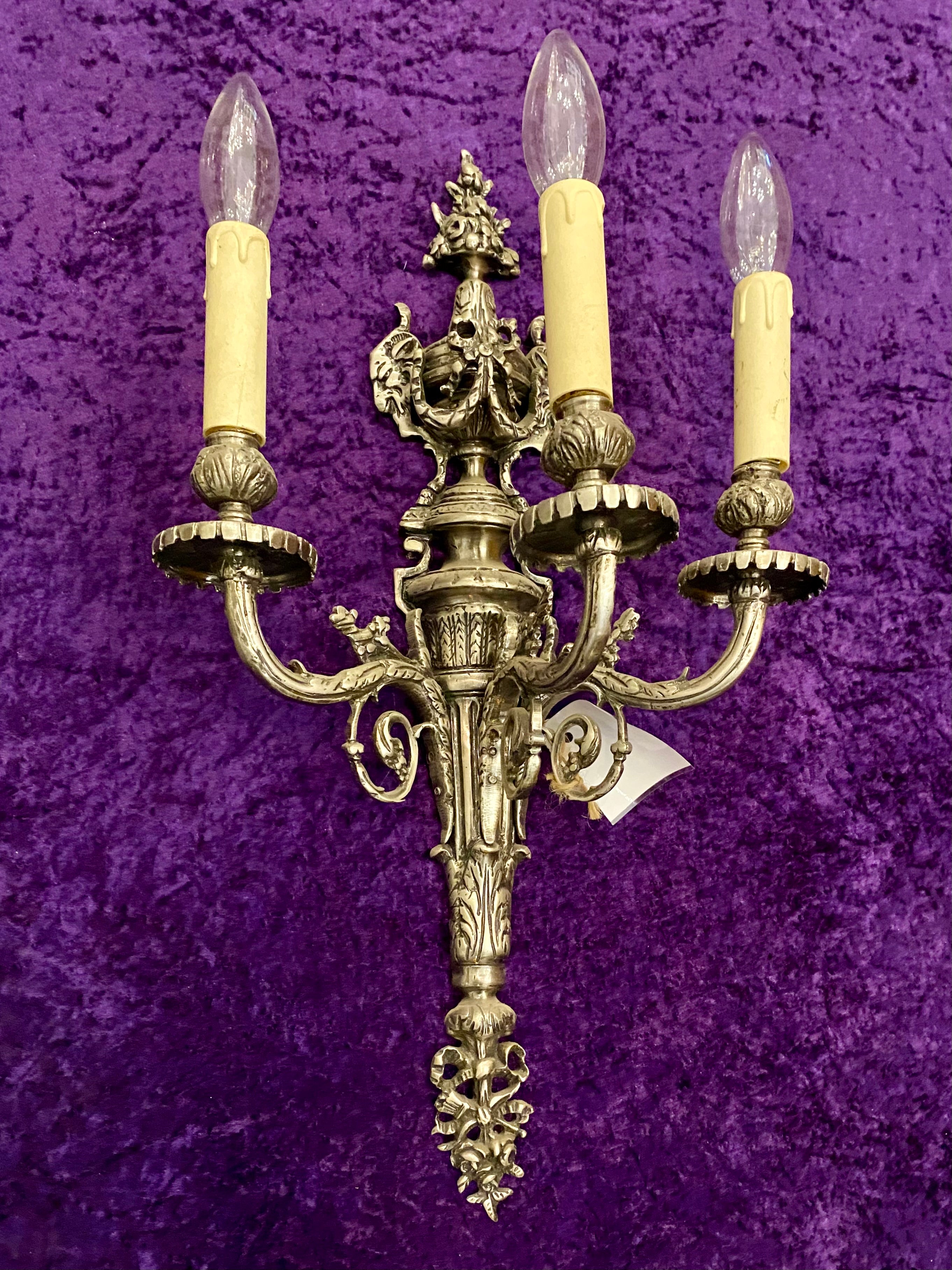 Heavy Cast Antique Nickel Plated Empire Style Sconce