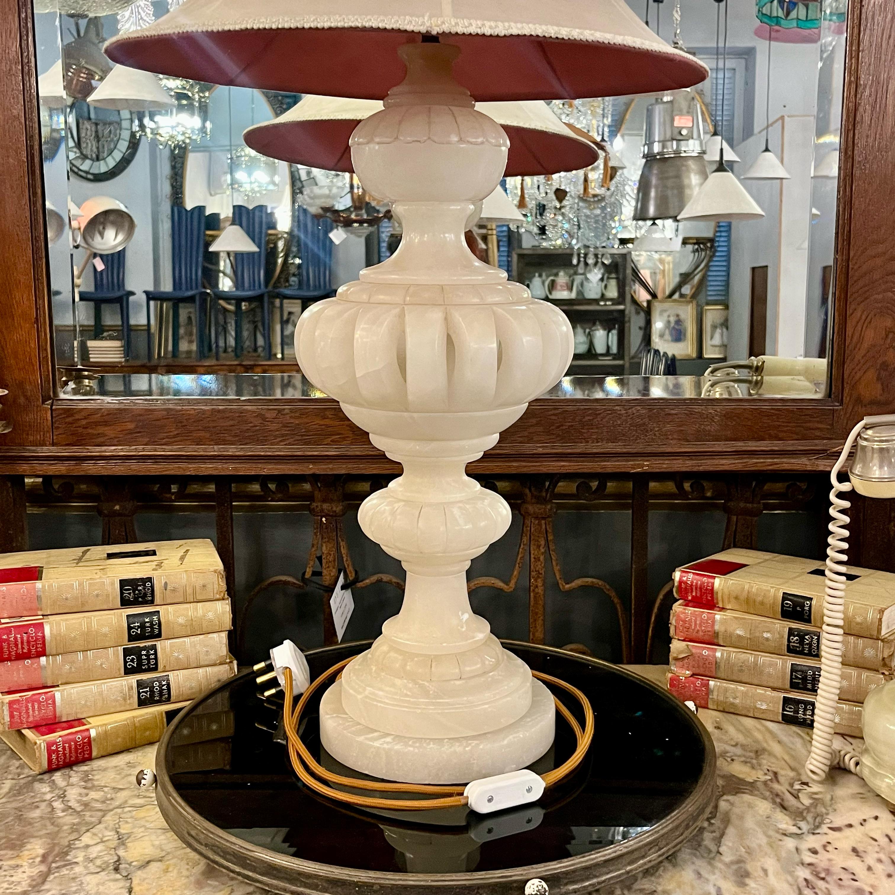 Large Alabaster Table Lamp, c. Early-20th Century - SOLD