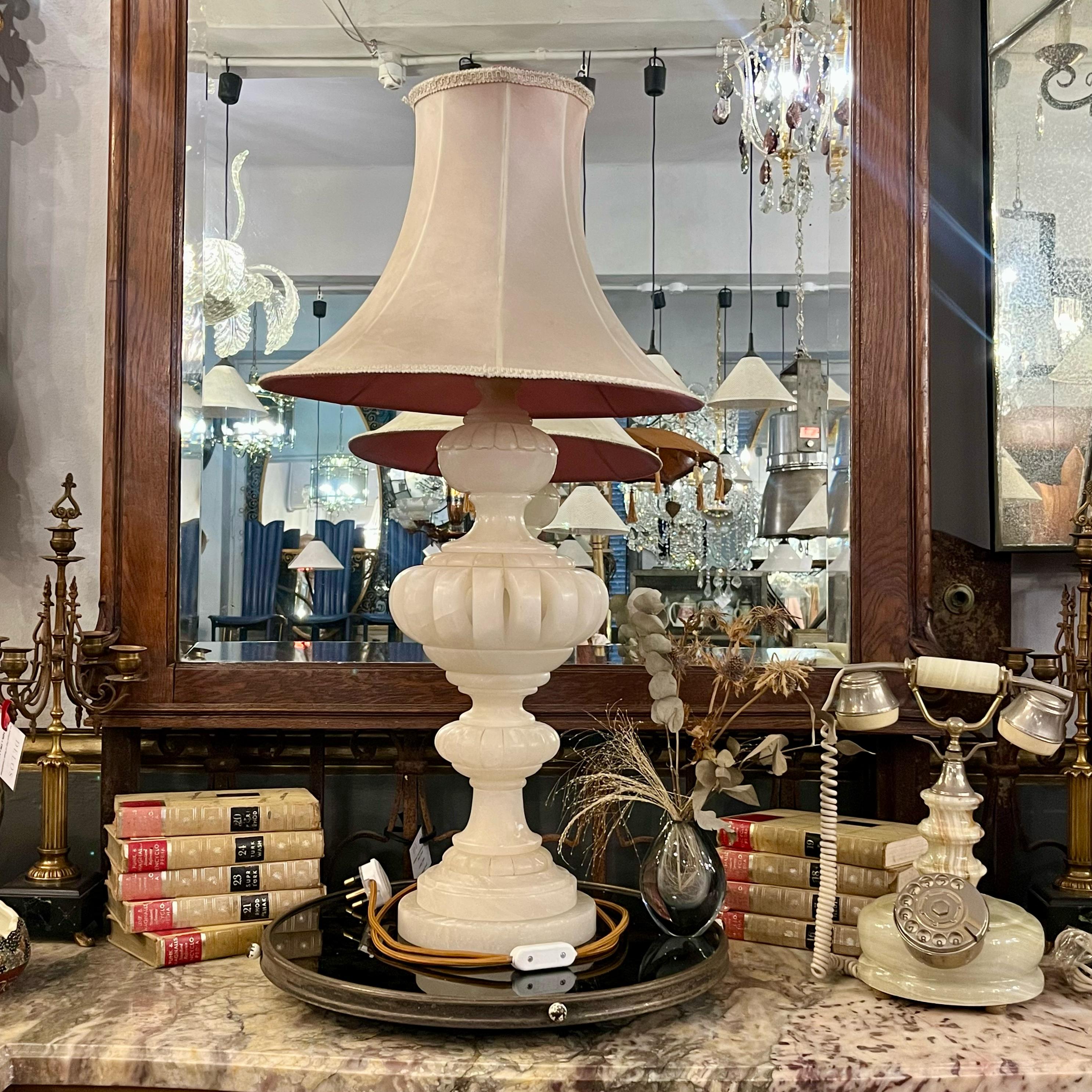 Large Alabaster Table Lamp, c. Early-20th Century - SOLD