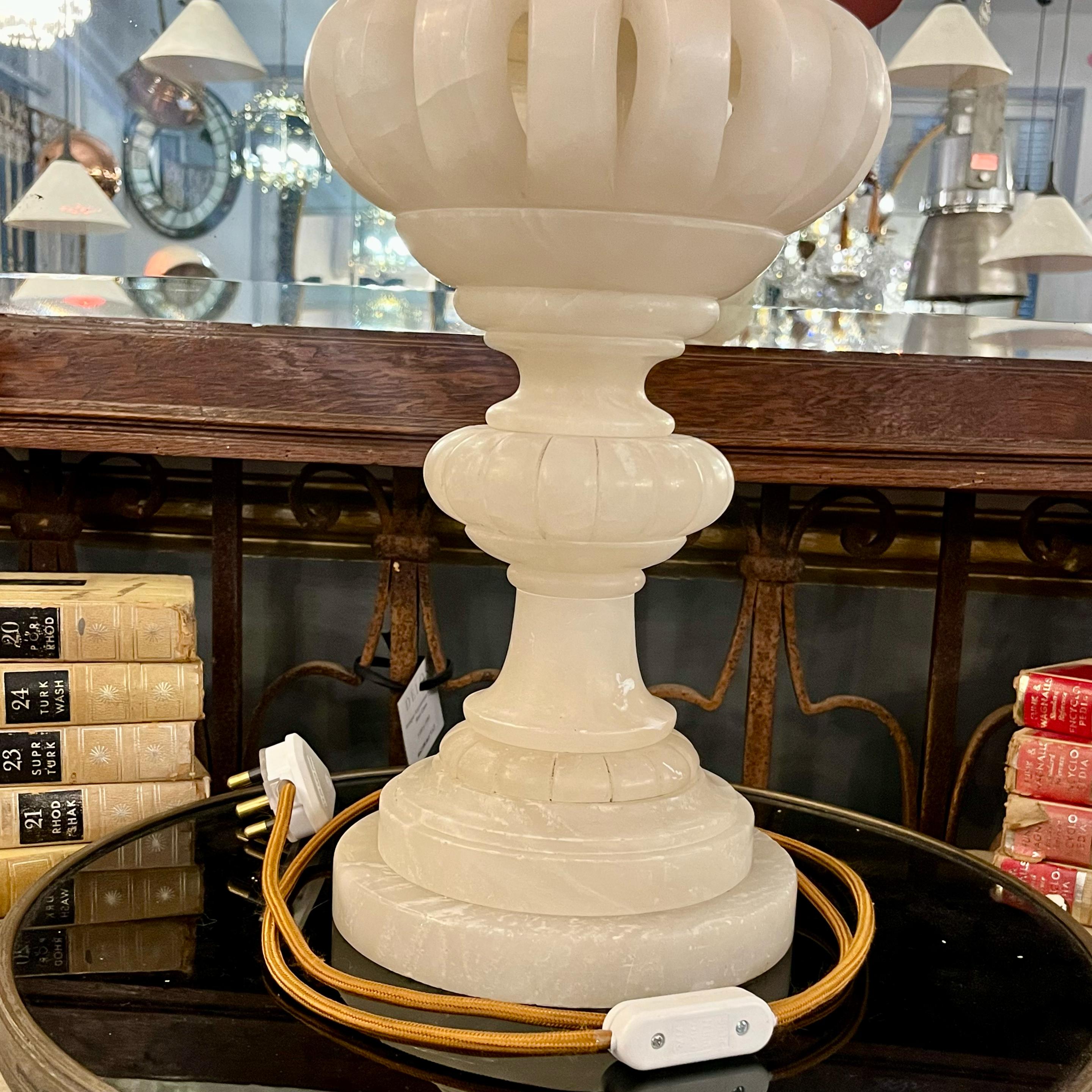 Large Alabaster Table Lamp, c. Early-20th Century - SOLD