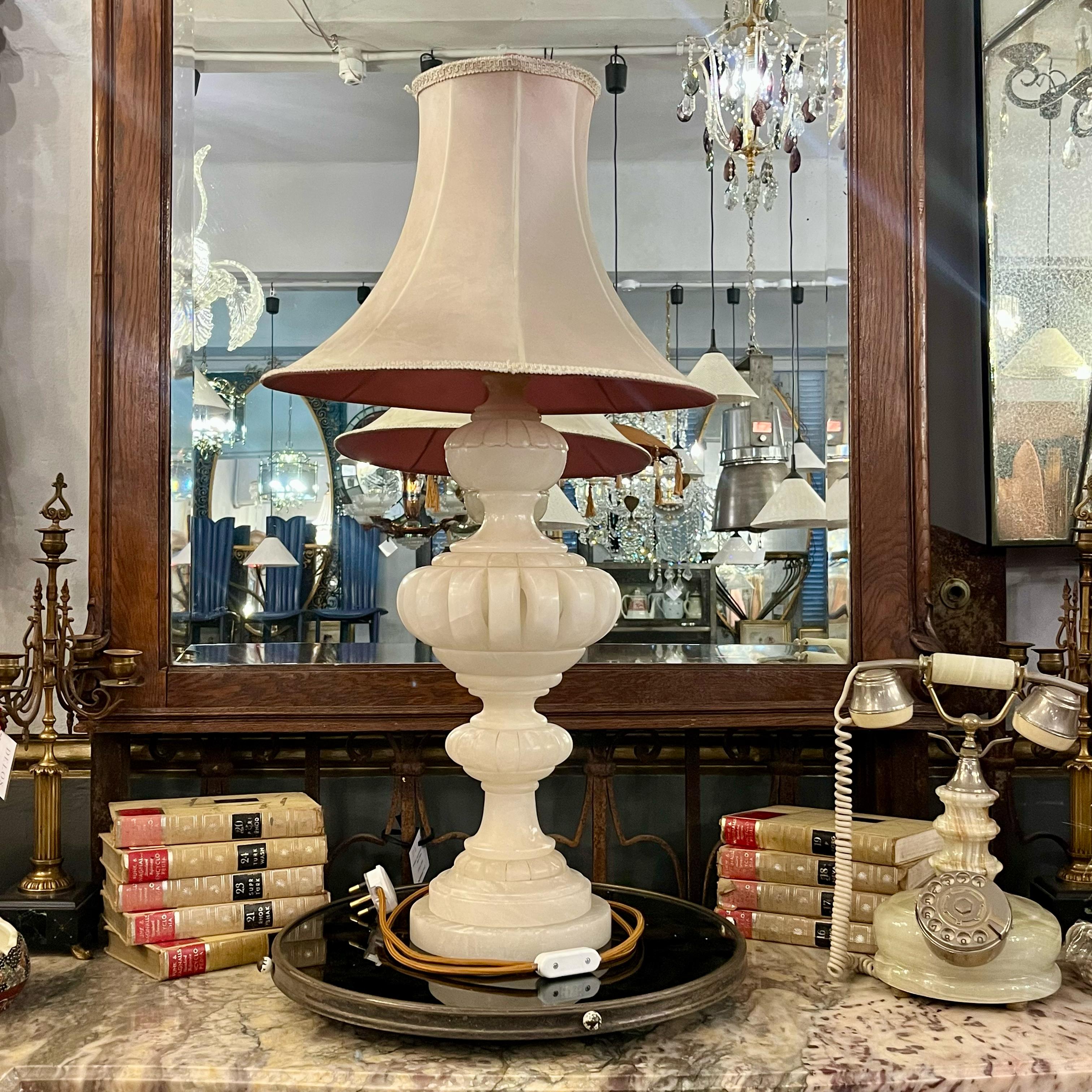 Large Alabaster Table Lamp, c. Early-20th Century - SOLD
