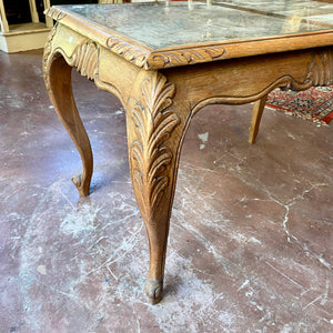 Beautiful Oak and Wicker Coffee Table with Glass Top - SOLD