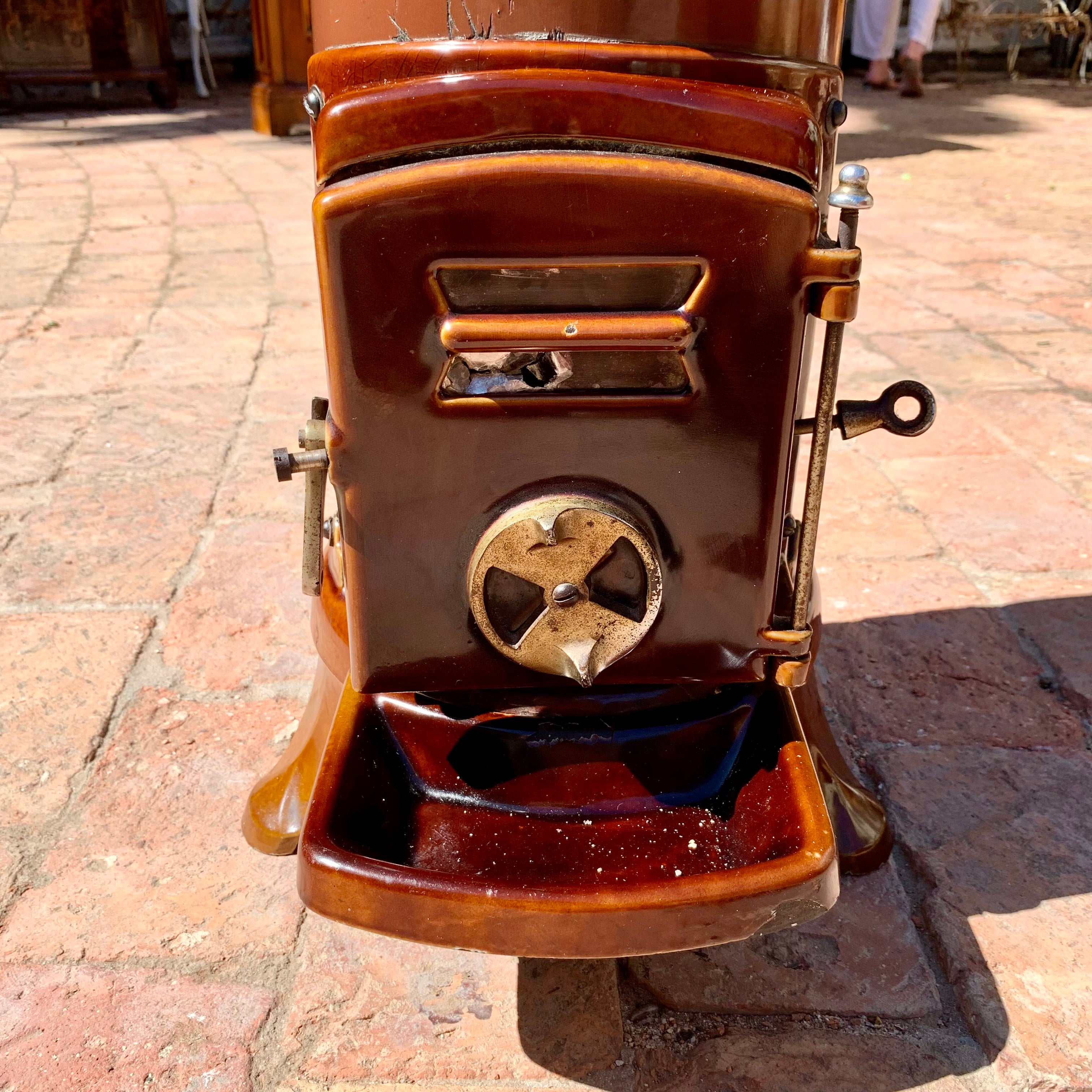 Vintage Burgundy Enamel Stove