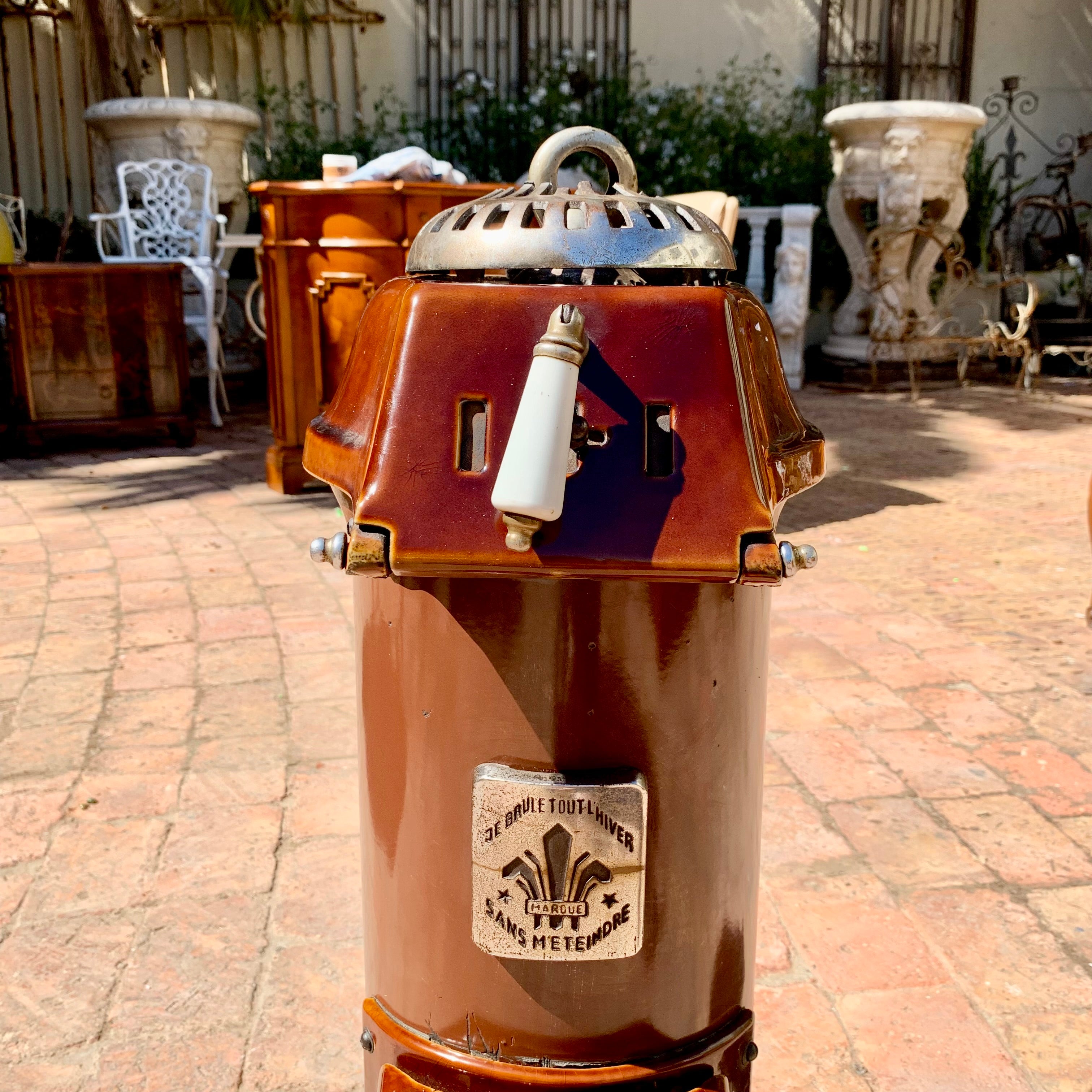 Vintage Burgundy Enamel Stove