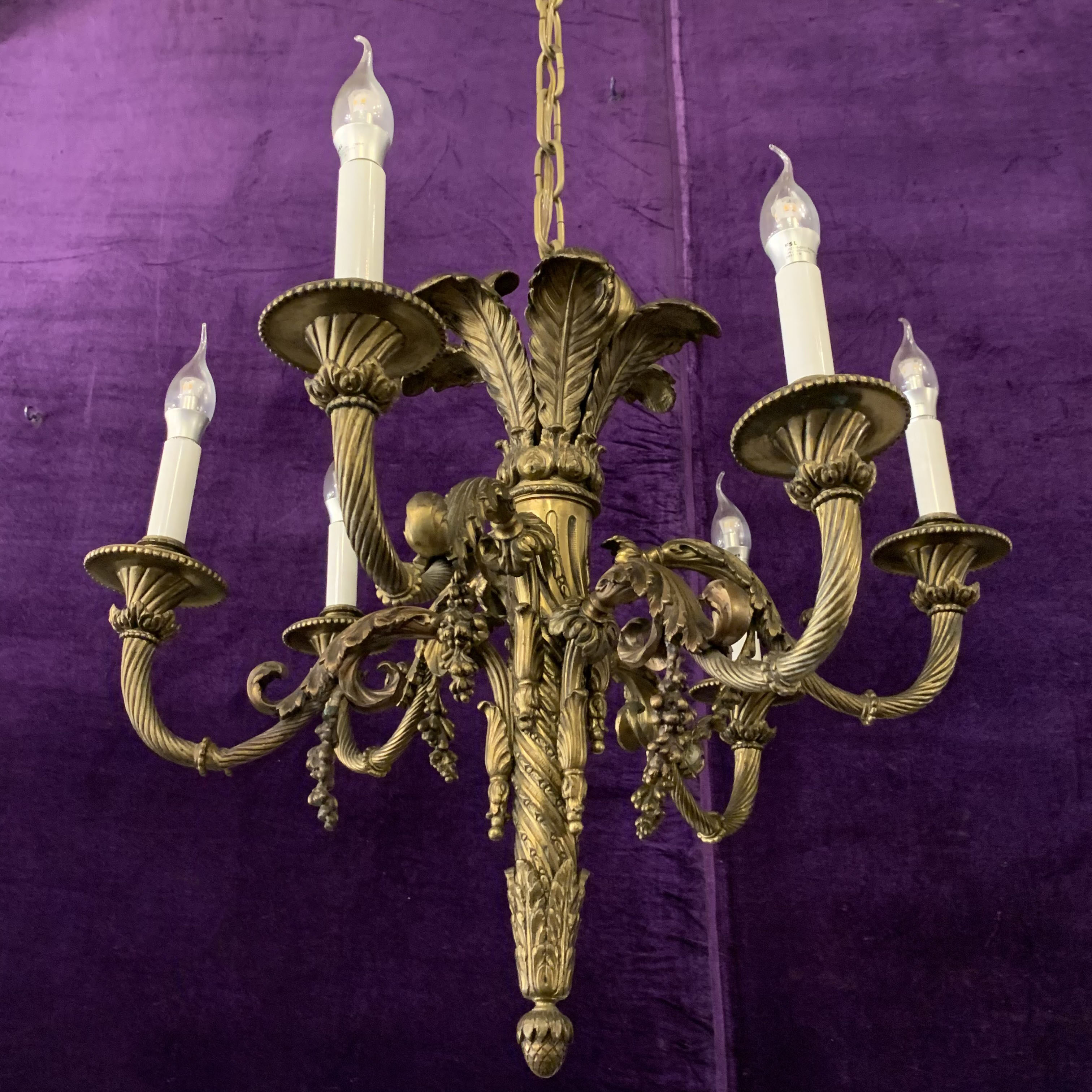 Gorgeous Solid Brass Empire Period Chandelier