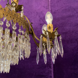 Antique Neoclassical Chandelier with Arrowhead Crystals