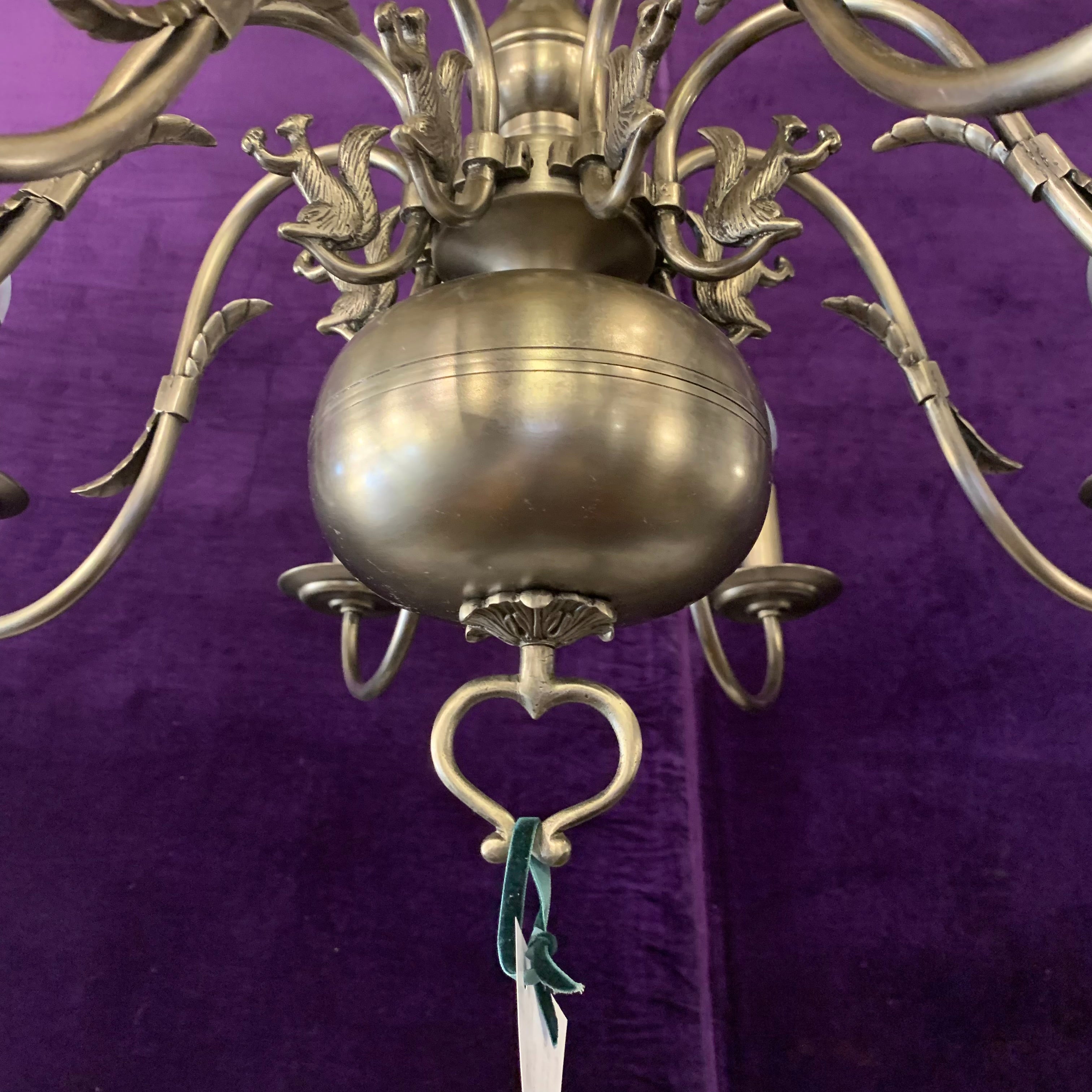 Antique Nickel Flemish Chandelier with Squirrel & Bird detail