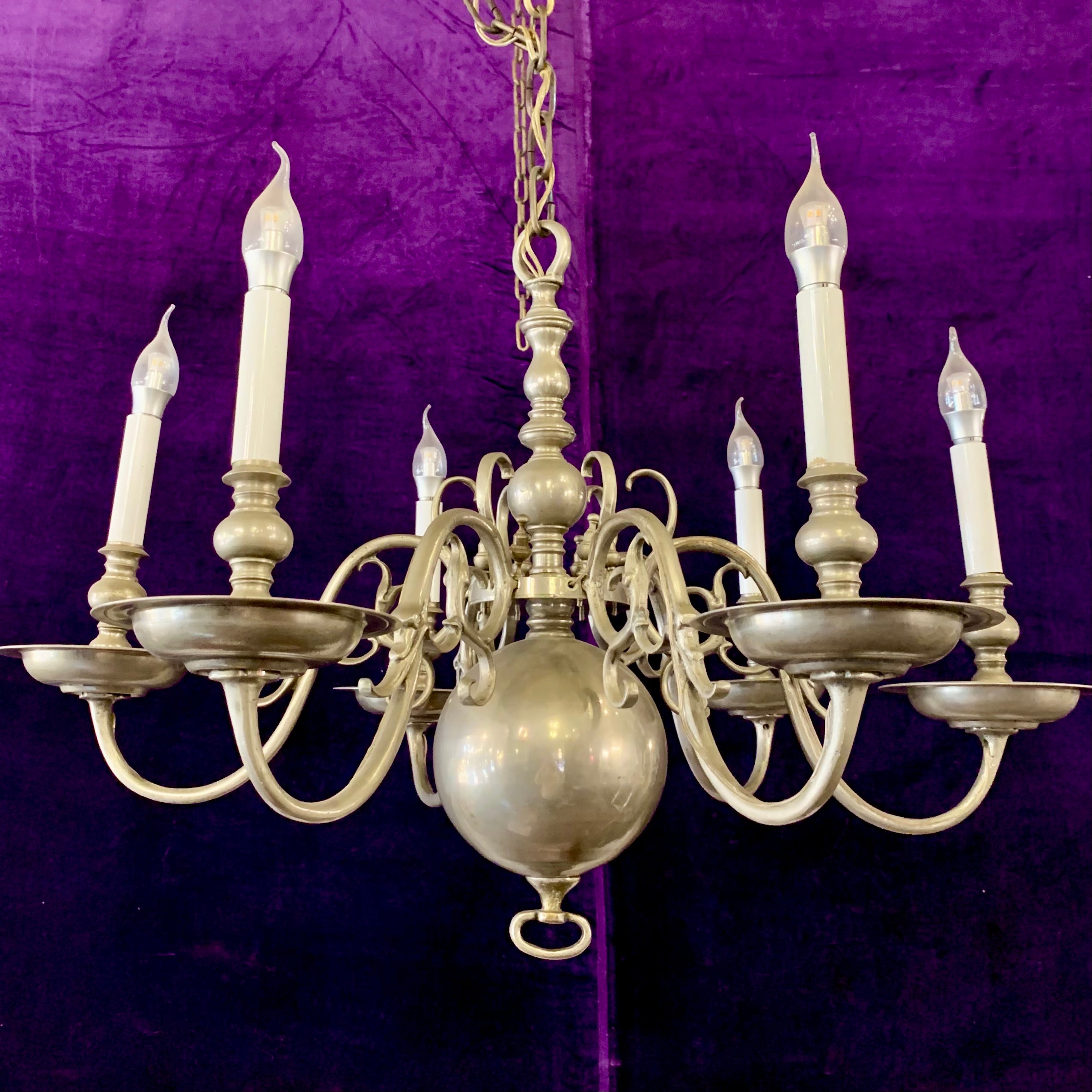 Pair of Antique Pewter Flemish Chandelier