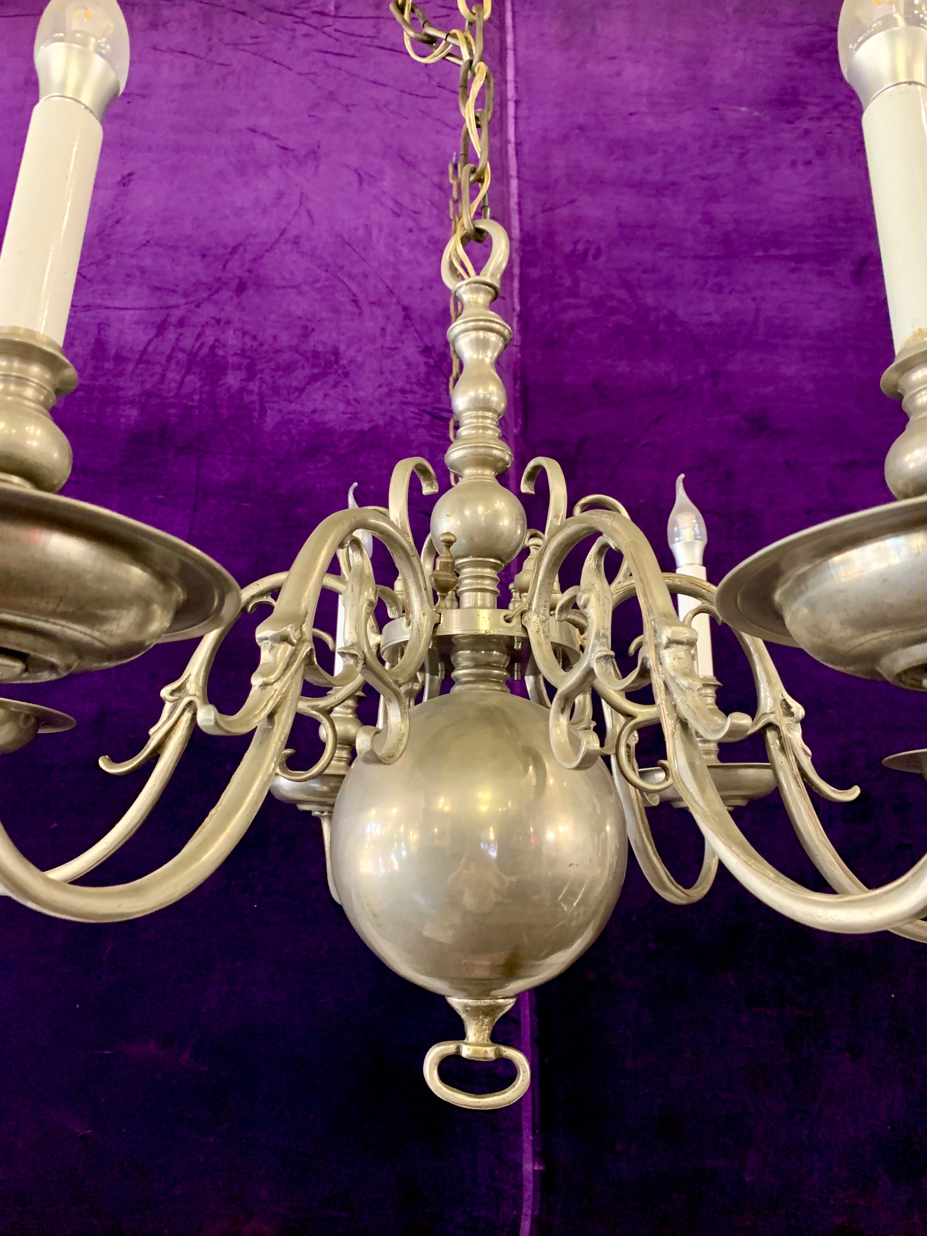 Pair of Antique Pewter Flemish Chandelier