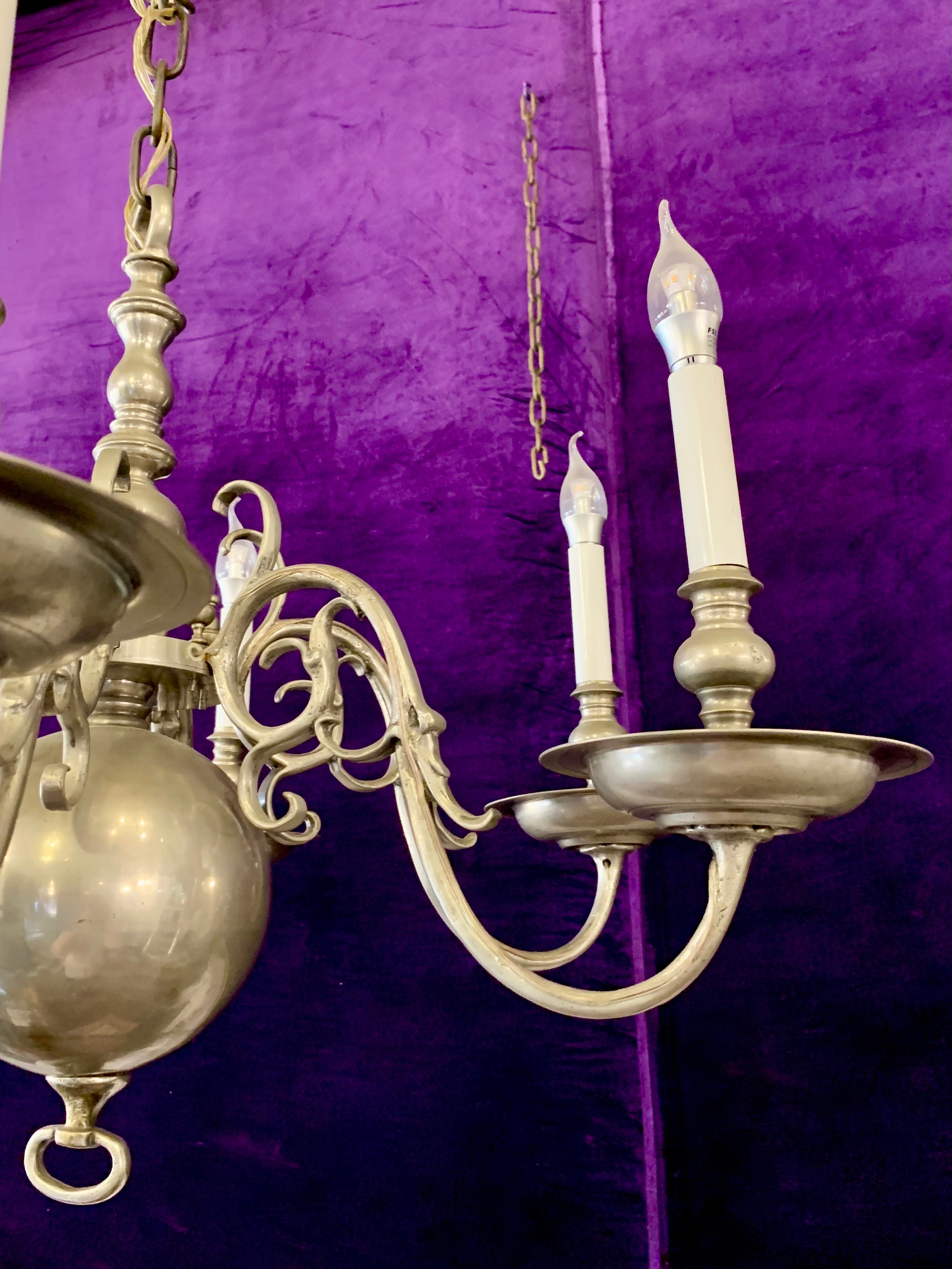 Pair of Antique Pewter Flemish Chandelier