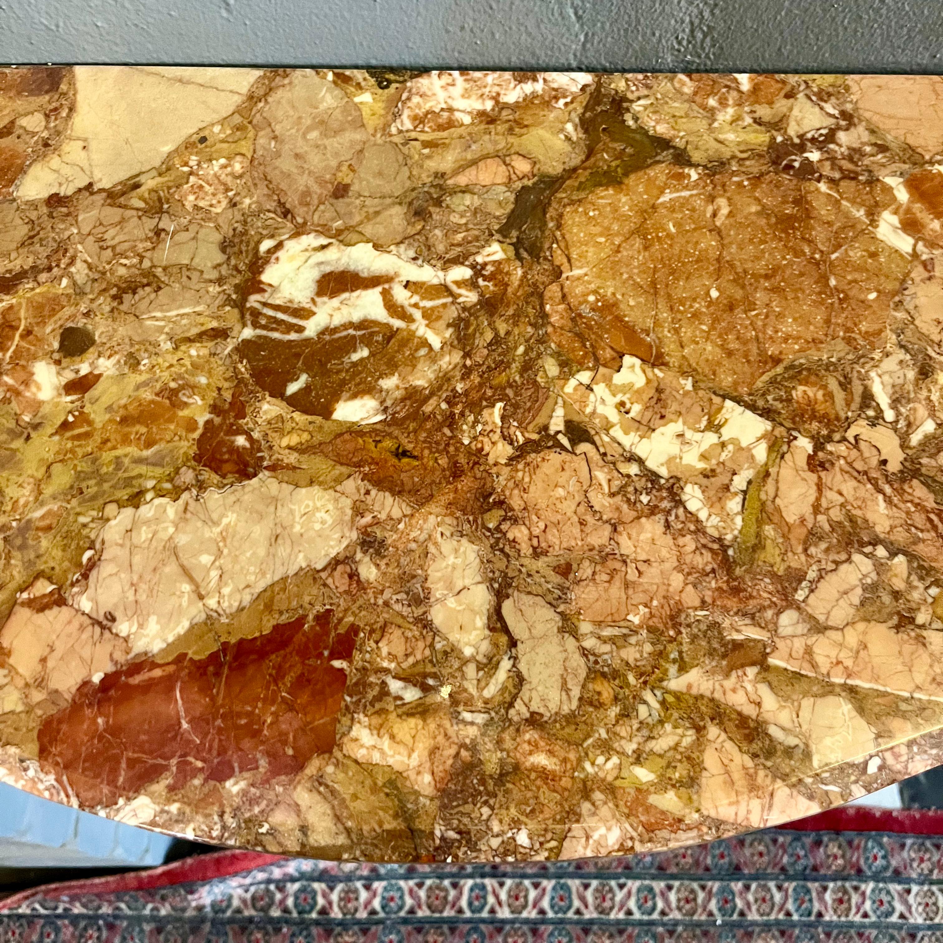 Sweet Brass Bow Console with Orange Mottled Marble - SOLD