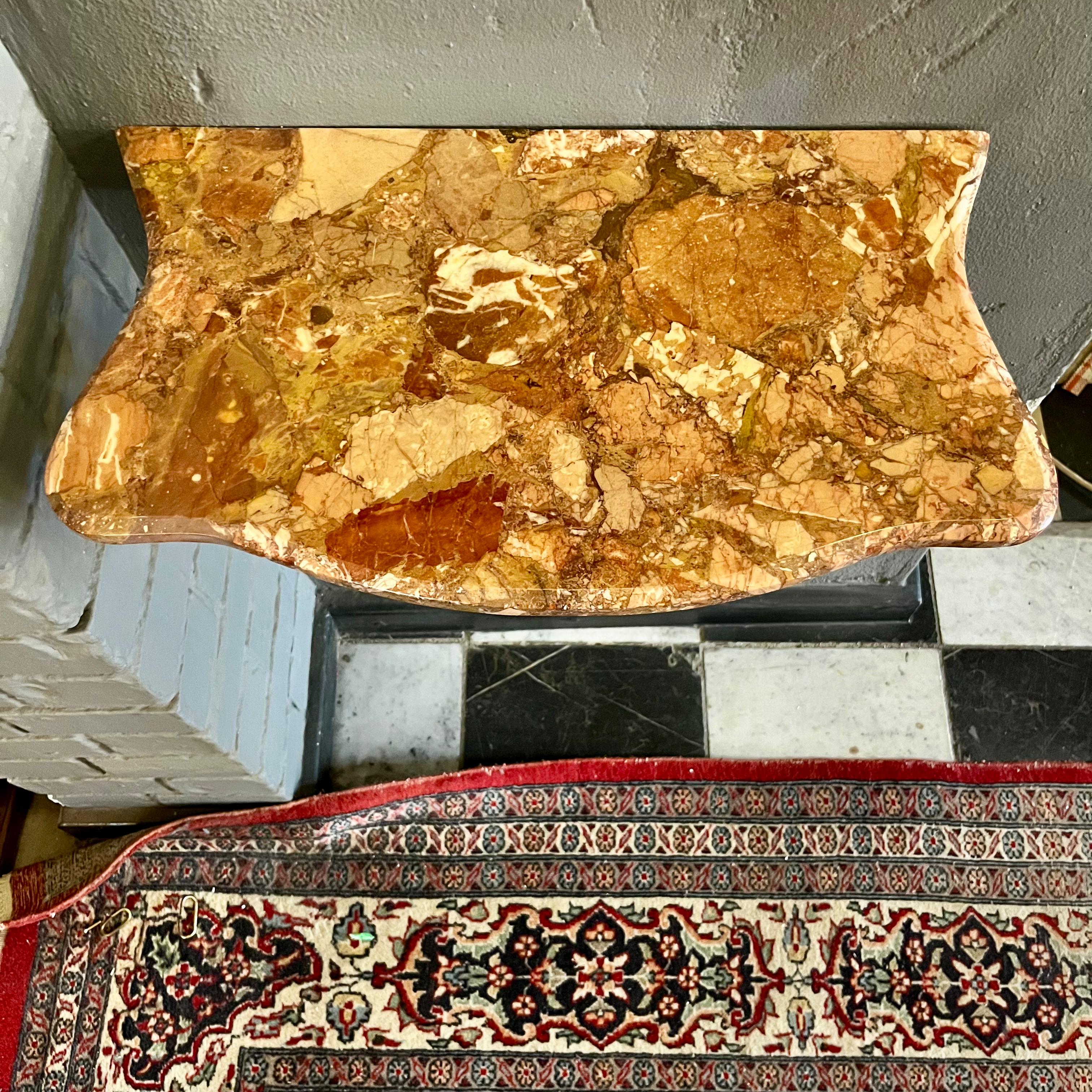 Sweet Brass Bow Console with Orange Mottled Marble - SOLD