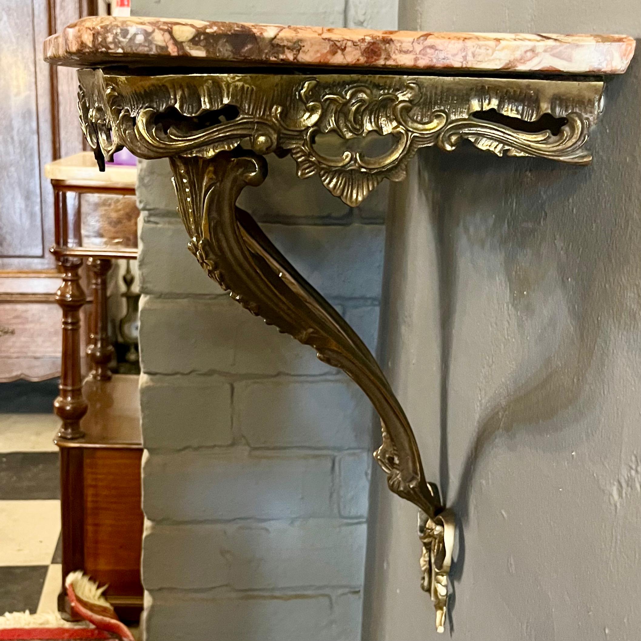 Sweet Brass Bow Console with Orange Mottled Marble - SOLD