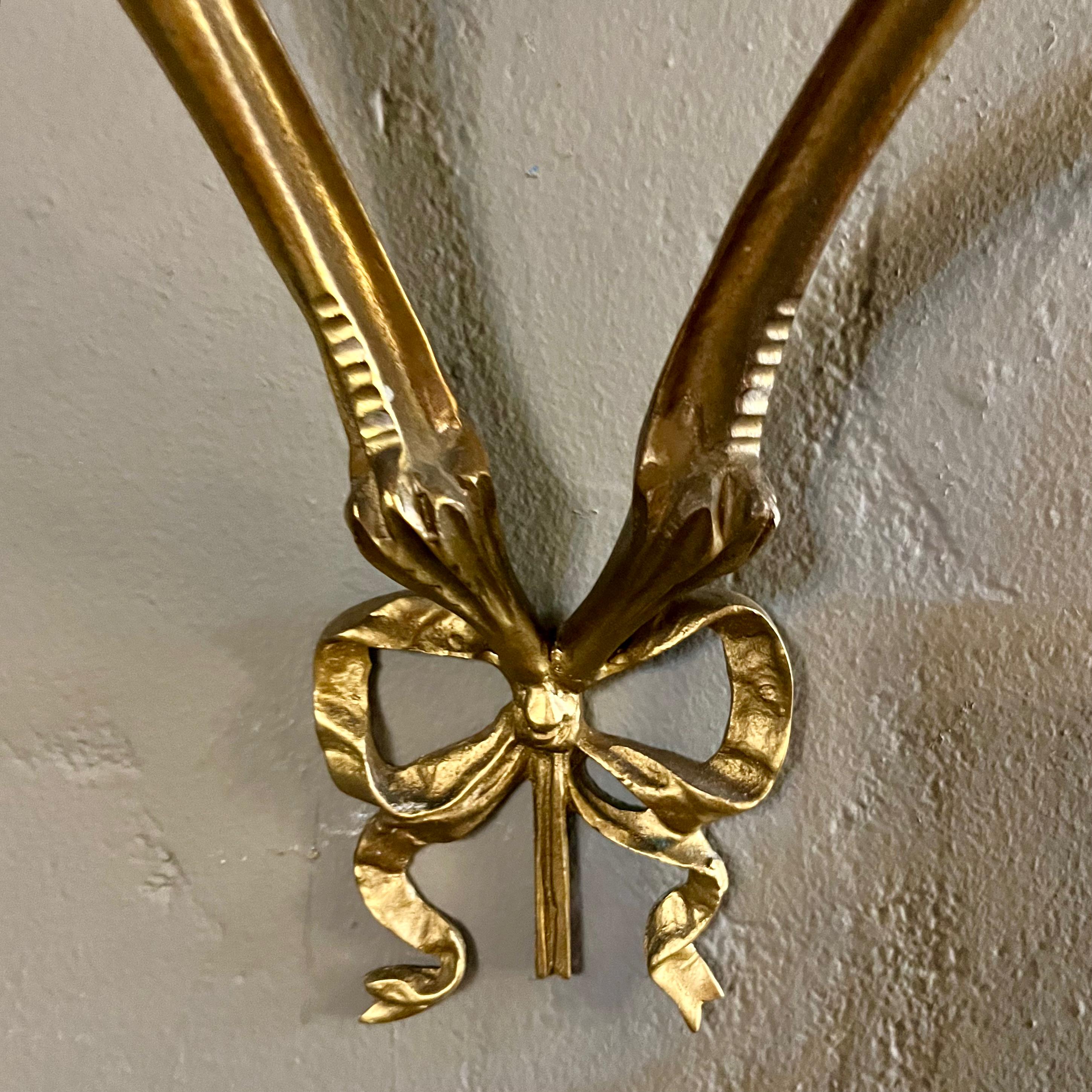 Sweet Brass Bow Console with Orange Mottled Marble - SOLD